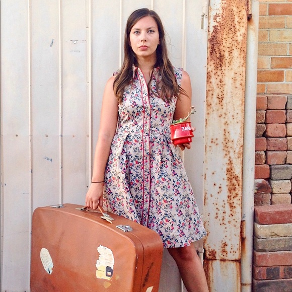 Petra Vanessie Cotton Blend Midi Floral & Tan Dress - AU 8 - Picture 2 of 13